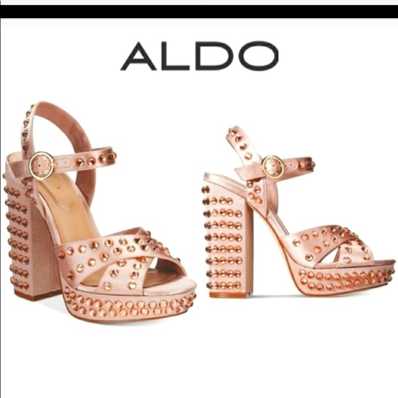 Aldo Shoes - Aldo Blush Rhinestone Block Heels